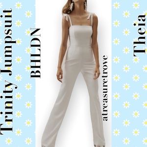 Theia x BHLDN Trinity 2 & 4 Off White Crepe Tie Shoulder Wedding Bridal Jumpsuit